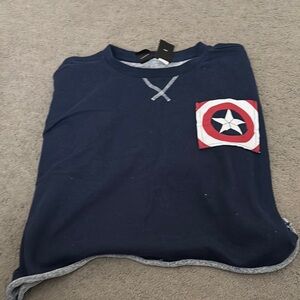 Navy Blue Captain America Cropped Shirt